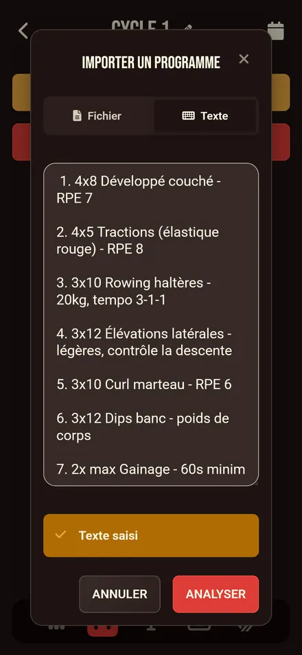 Photo du programme papier ou screenshot